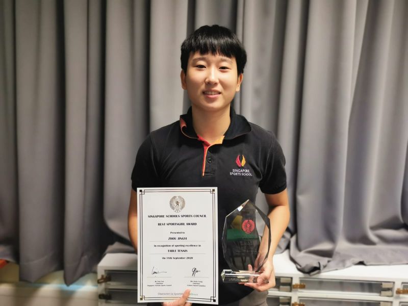 SSSC Best Sportsgirl Award winner table tennis player Zhou Jingyi.jpg